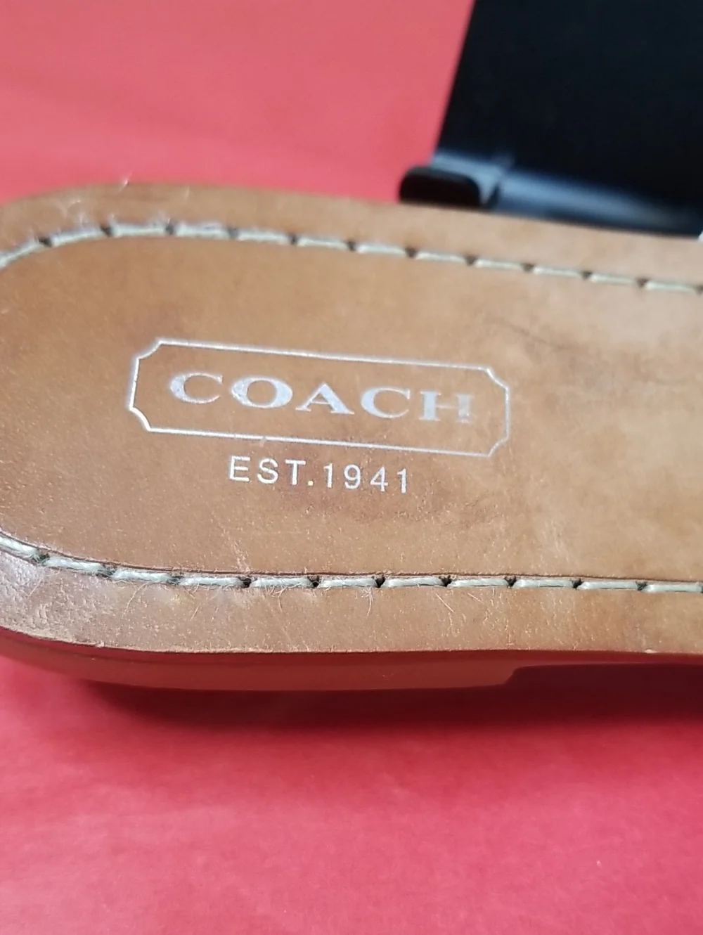 COACH womens sandals size 8.5 leather sole/straps rubber over soles EUC